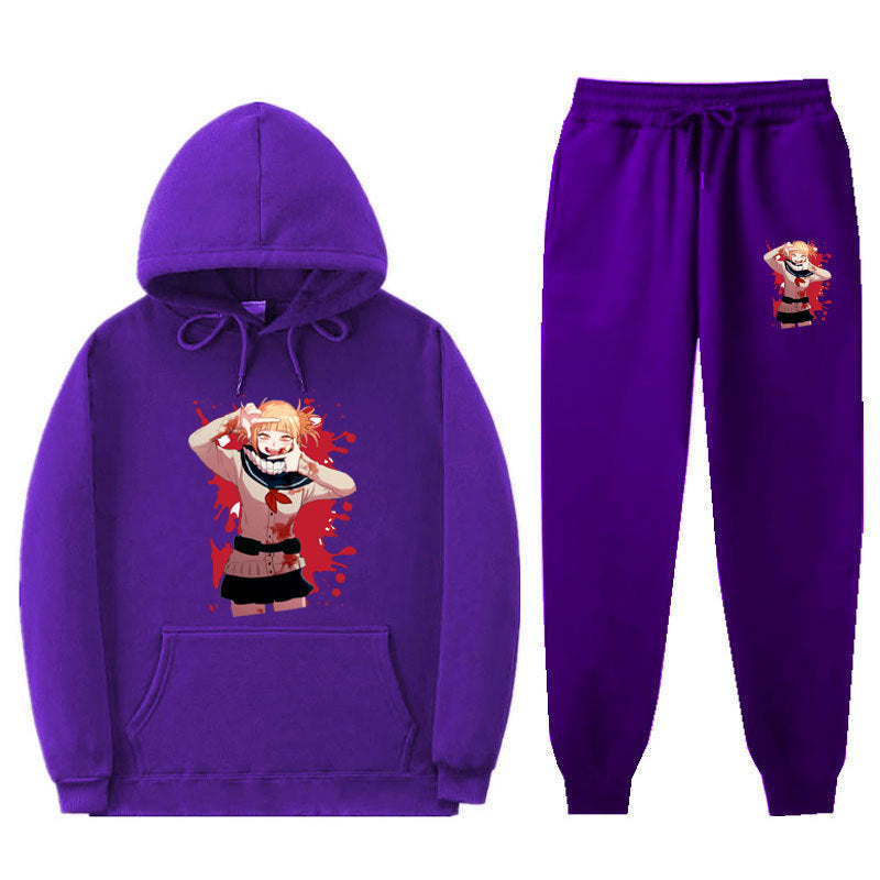 Unisex Casual Anime Graphic Hoodie Sports Pants Suit