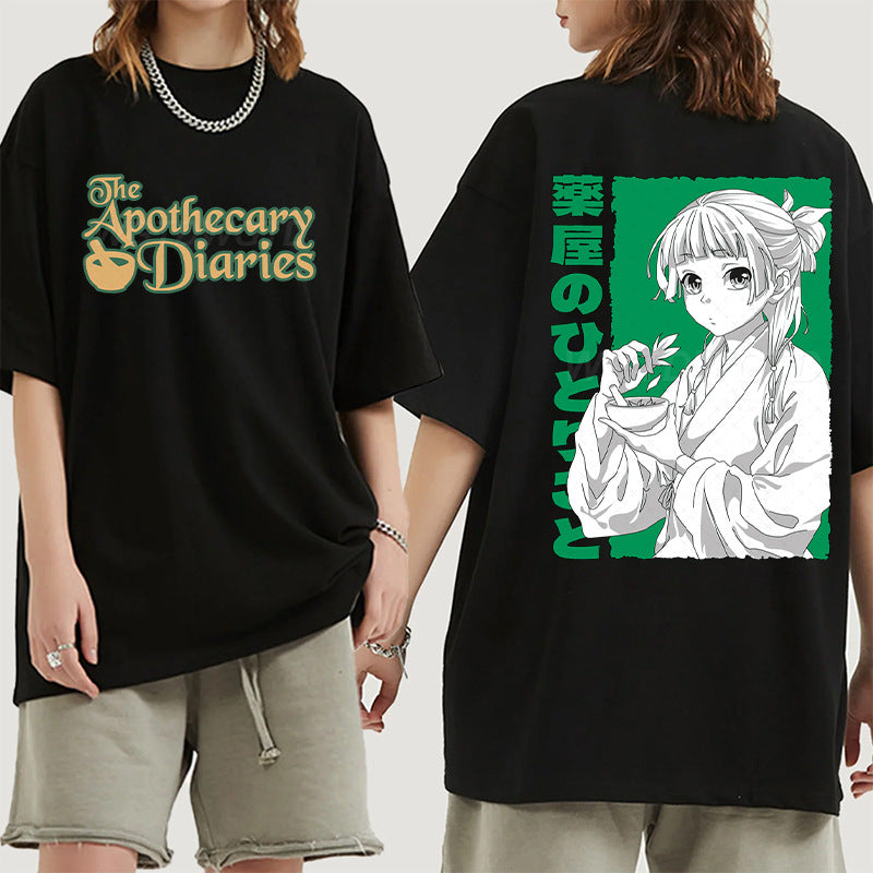 Girl's Anime Round Neck Loose T-shirt