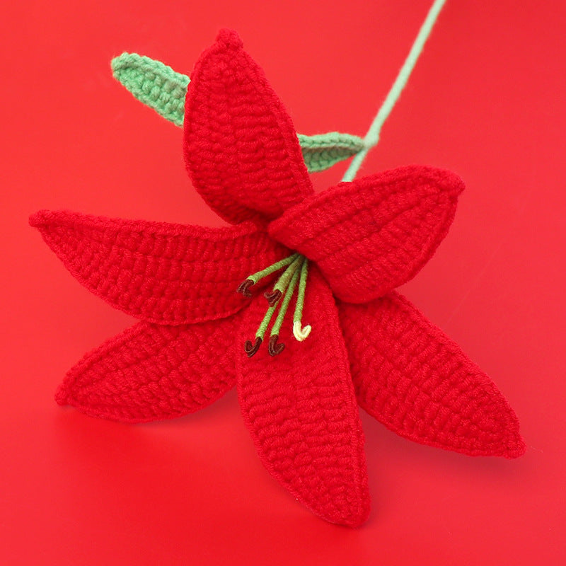 Lily Flower Branch Crocheted Bouquet