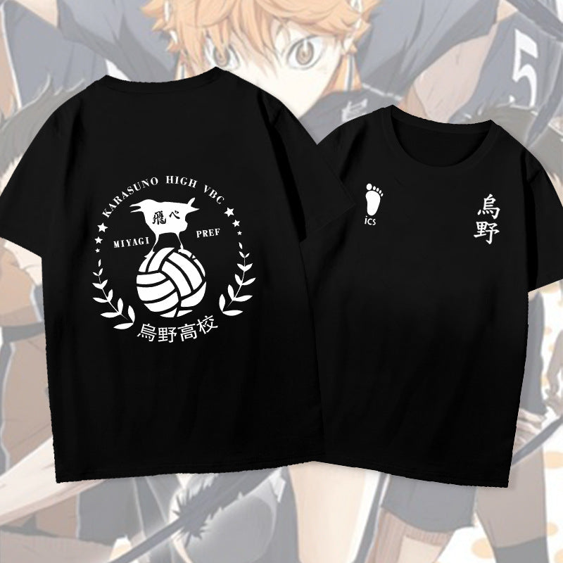 Unisex Karasuno Volleyball Leisure Short Sleeved Cotton T-shirt