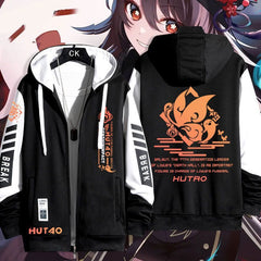 Unisex Casual Hutao Game Hooded Zip Up Coat