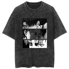 Unisex Casual Washed Anime Cotton T-shirt