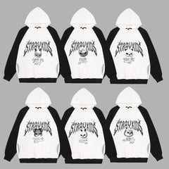 Black and White KPOP Doll Printed Hoodie