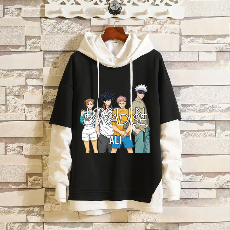 Unisex Anime Pattern Pullover Loose Hoodie