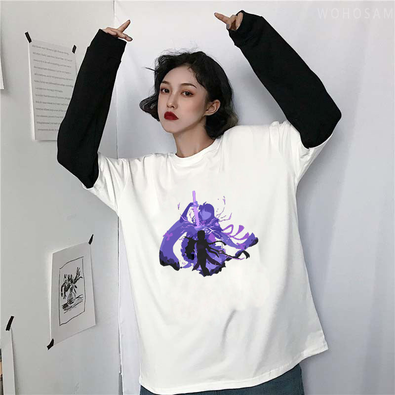 Unisex Game Print Pullover Crew Neck Long Sleeve T-Shirt