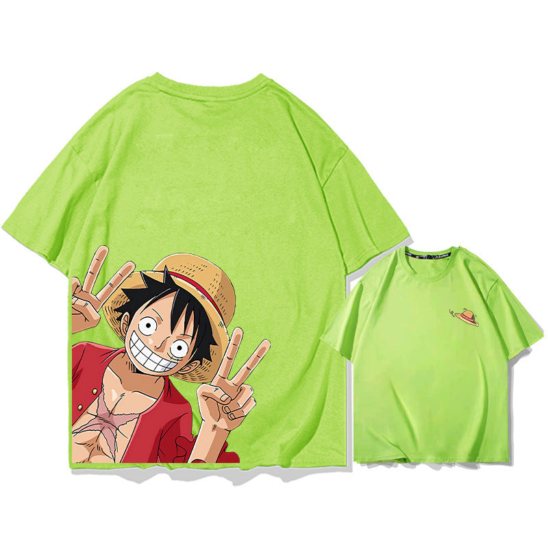 Unisex Luffy Cotton Short-sleeved Loose T-shirt