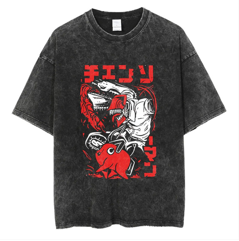 Retro Anime Washed Short Sleeve T-Shirt