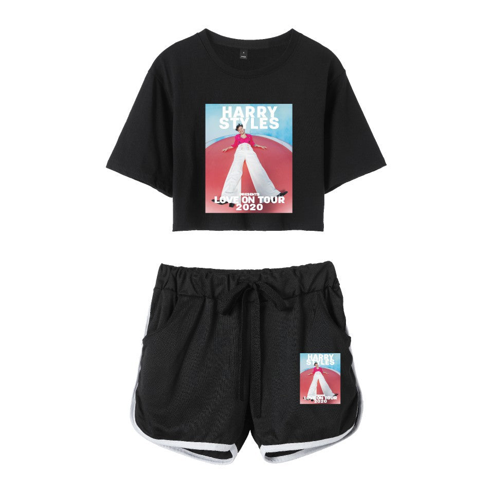 Casual Girls Print Cropped Top Shorts Co-ords