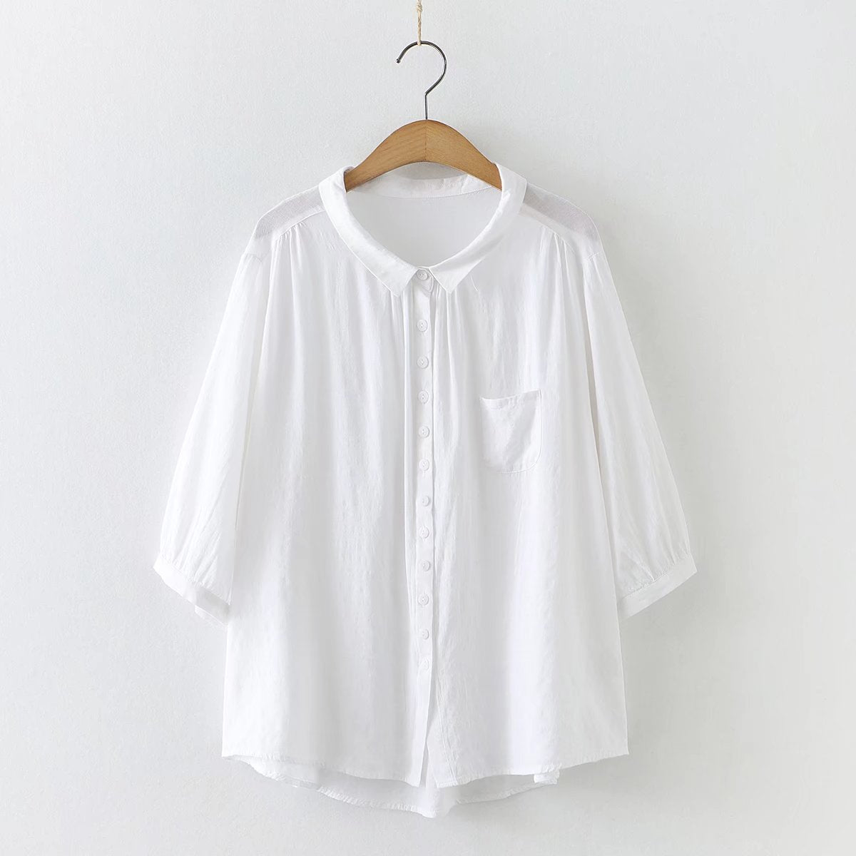 Casual Solid Color Pleated Women's Short-sleeved Shirt