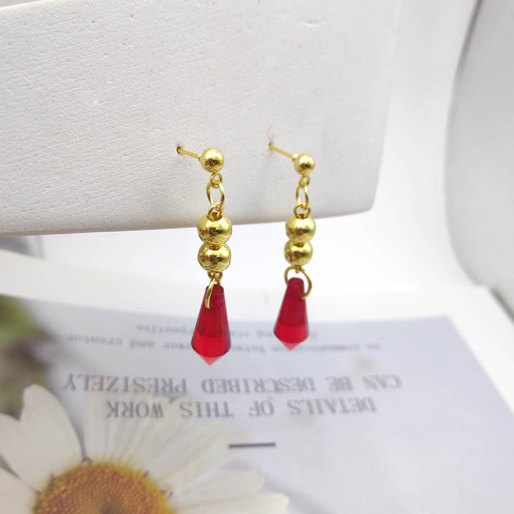 Stylish Game Cos Red Crystal Pendant Earrings