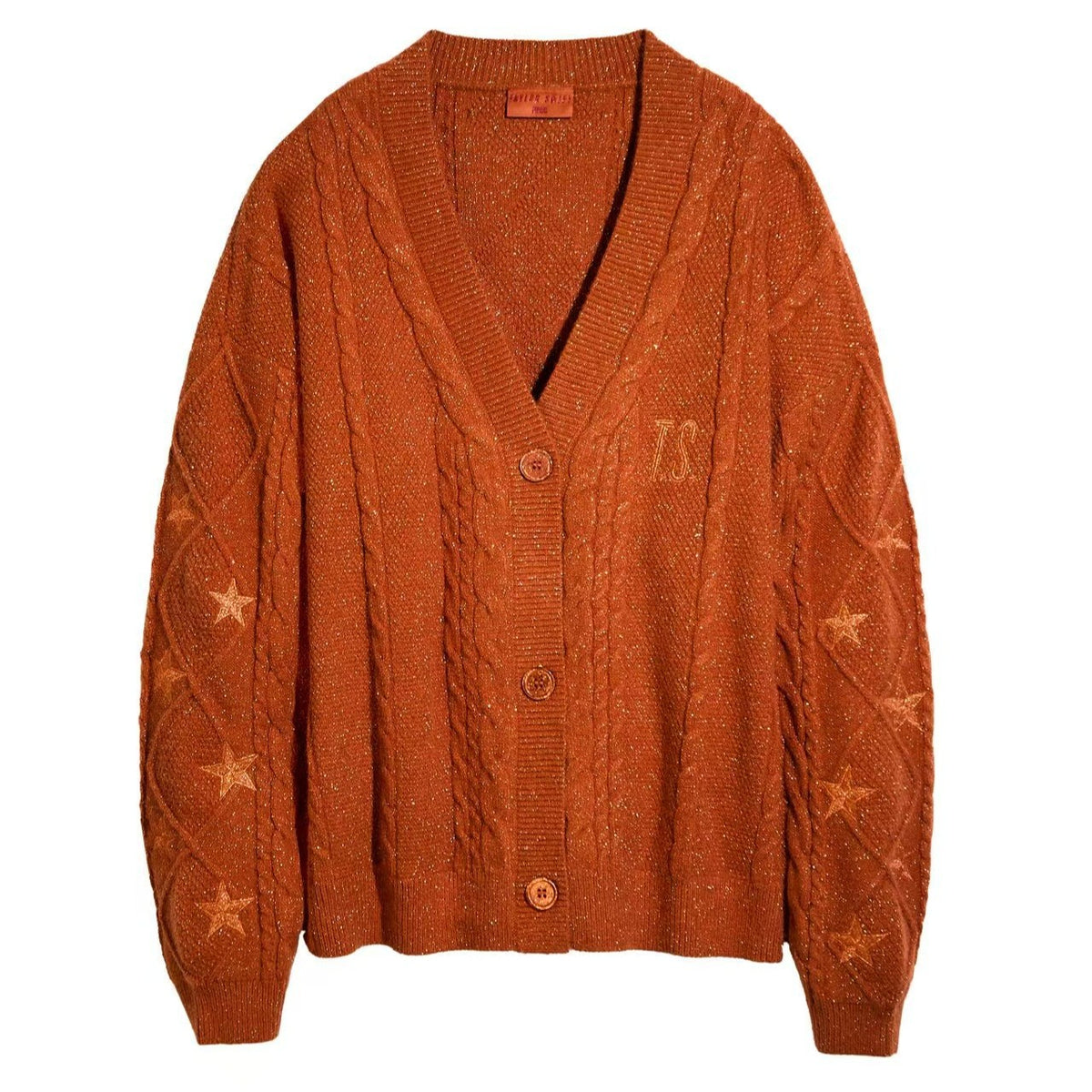 TS Stars Embroidered Orange Cardigan