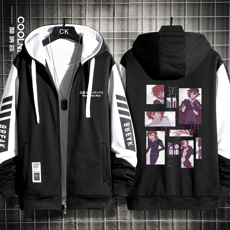 Unisex Anime Dazai Cardigan Zipper Hoodie