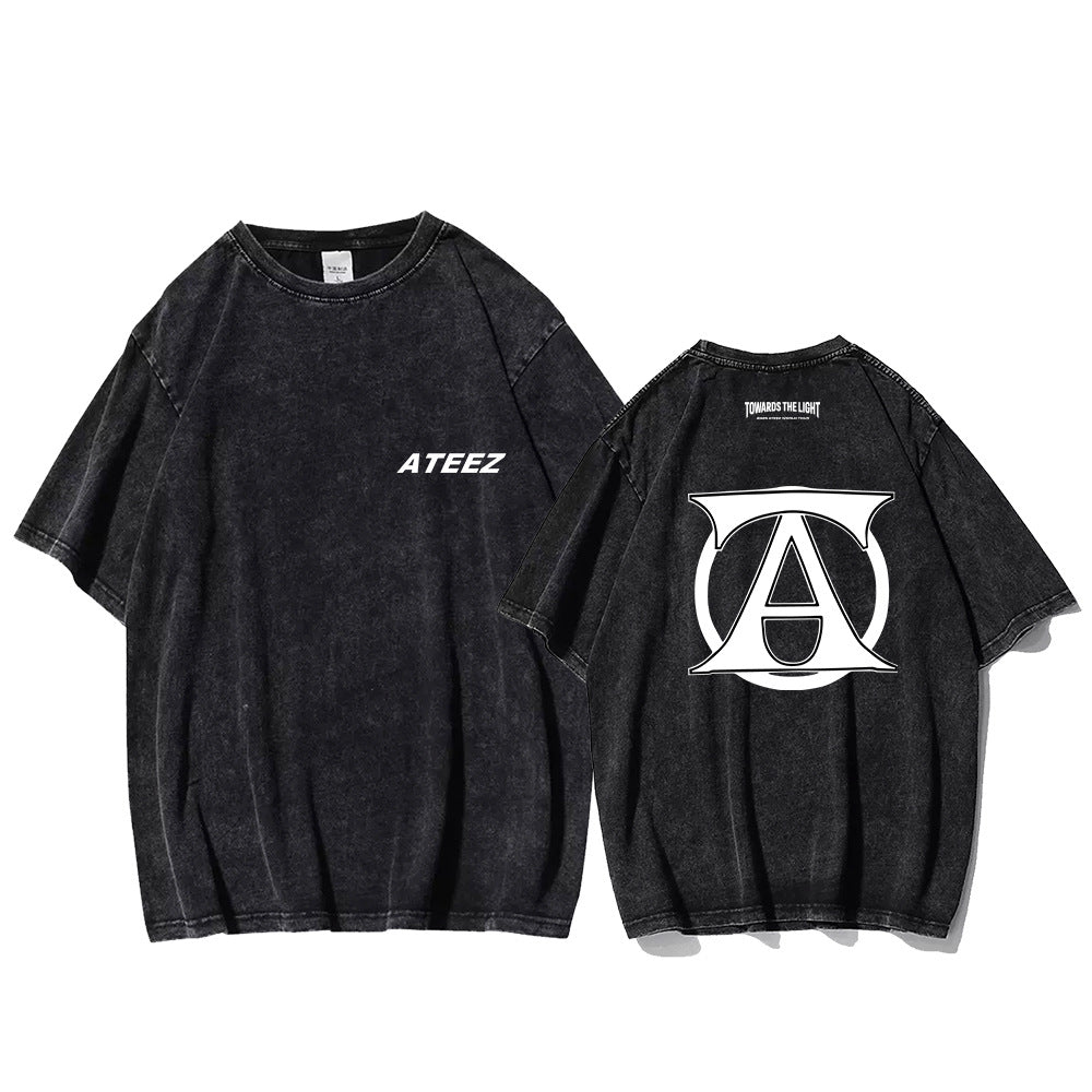 Trendy KPOP Logo Washed T-shirt