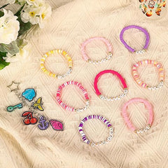 Y2K Katseye Beaded Bracelet Keychain Set