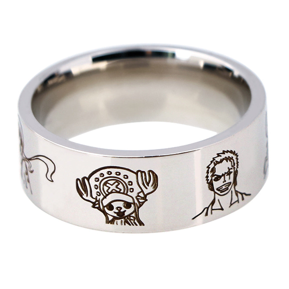 Unisex Anime Stainless Steel Laser Ring