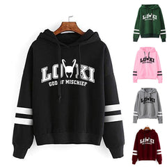 Trendy LOKI Graphic Print Loose Striped Hoodie