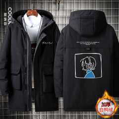 Bocchi Anime Medium Long Hooded Winter Down Jacket