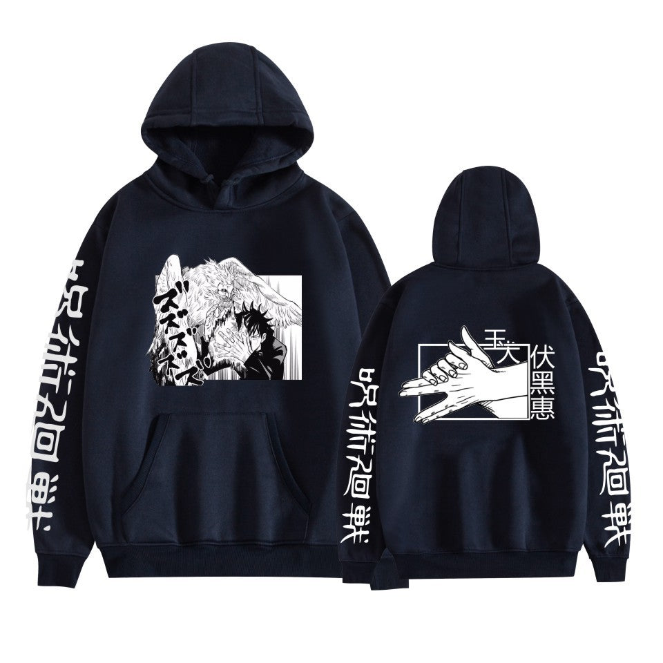 Casual Anime Print Loose Pullover Hoodie