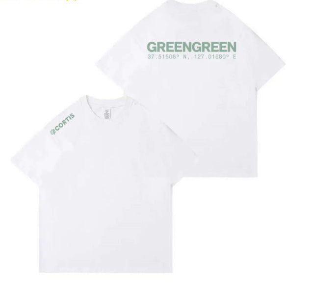 "GREENGREEN" Album Printed Cotton Short-sleeved T-shirt