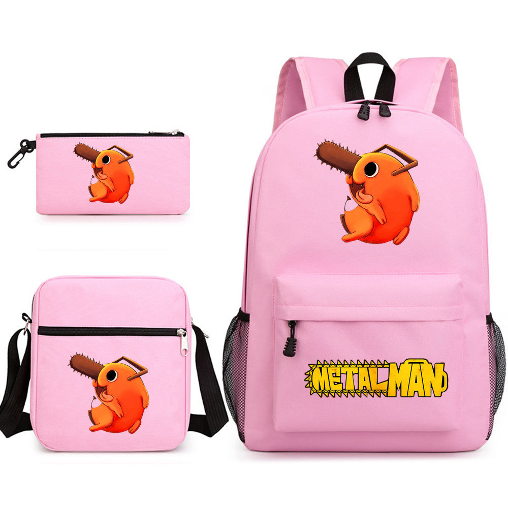 Pochita School Bag Three-piece Backpack