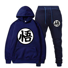 Men's Anime Logo Print Sports Hoodie Loose Pants