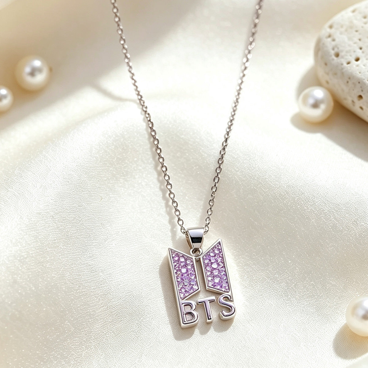 Creative BANGTAN Inlaid Zircon Pendant Necklace