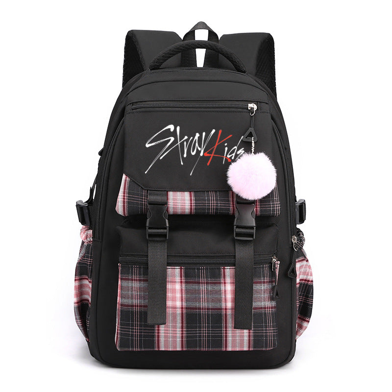 Cute Kpop Letter Striped Backpack