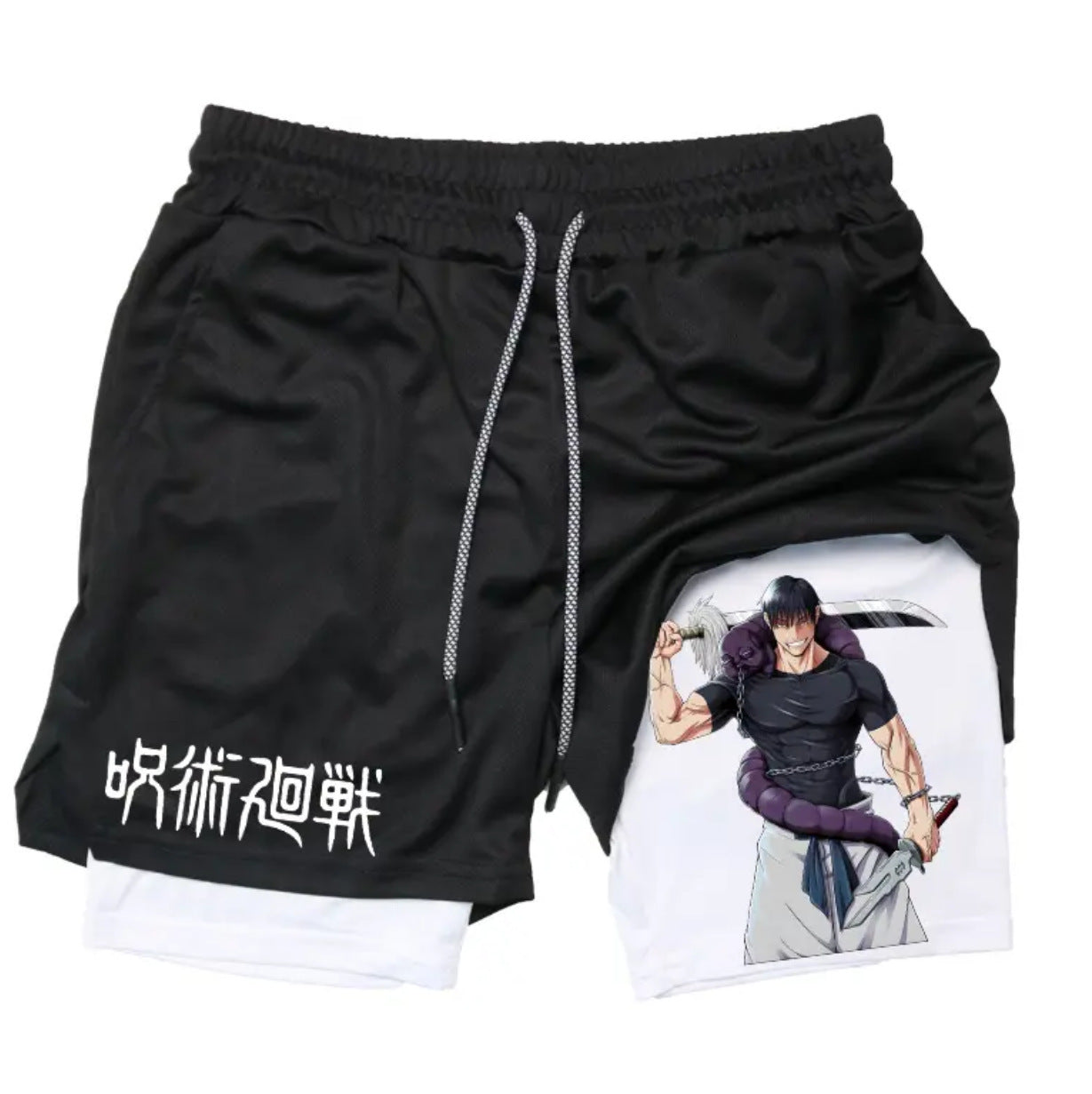 Anime Printed Double-layer Fitness Casual Shorts