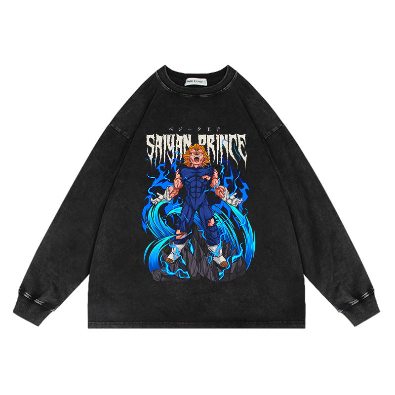 Vintage Anime Washed Oversize Crew Neck Sweatshirt