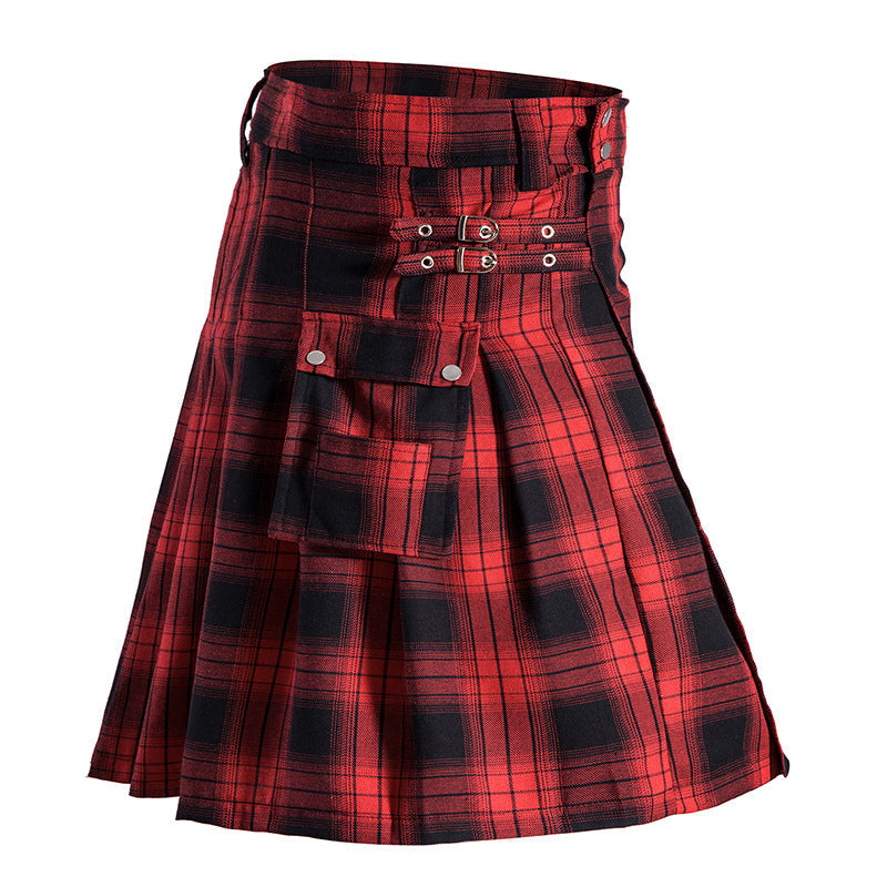 Scottish Style Unisex Traditional Plaid Short Skirt