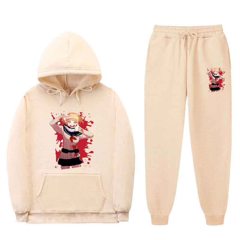 Unisex Casual Anime Graphic Hoodie Sports Pants Suit