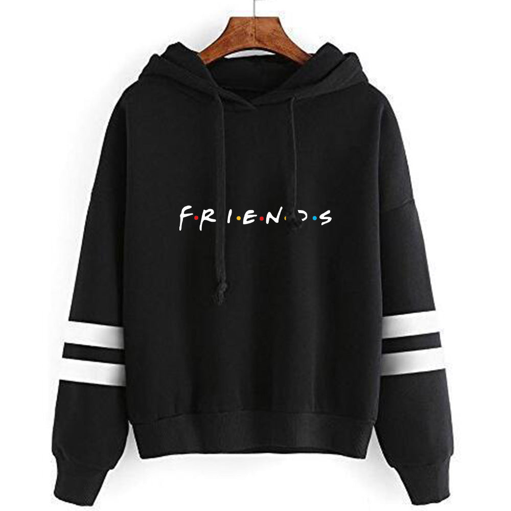 Women's Friends Print Casual Striped Hoodie