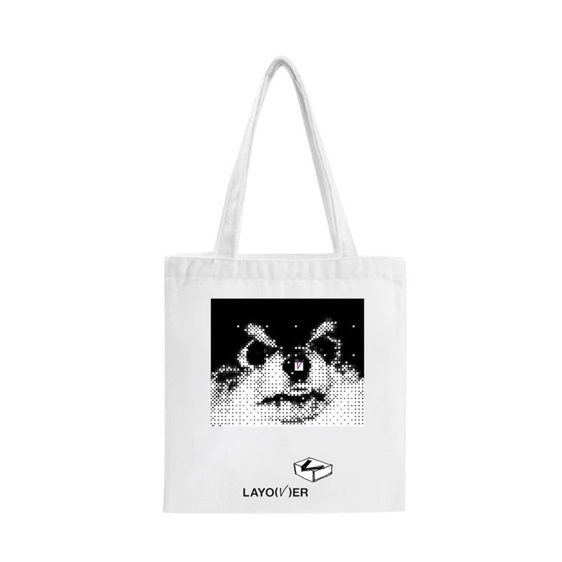 Kpop Pattern Canvas Zipper Tote Bag