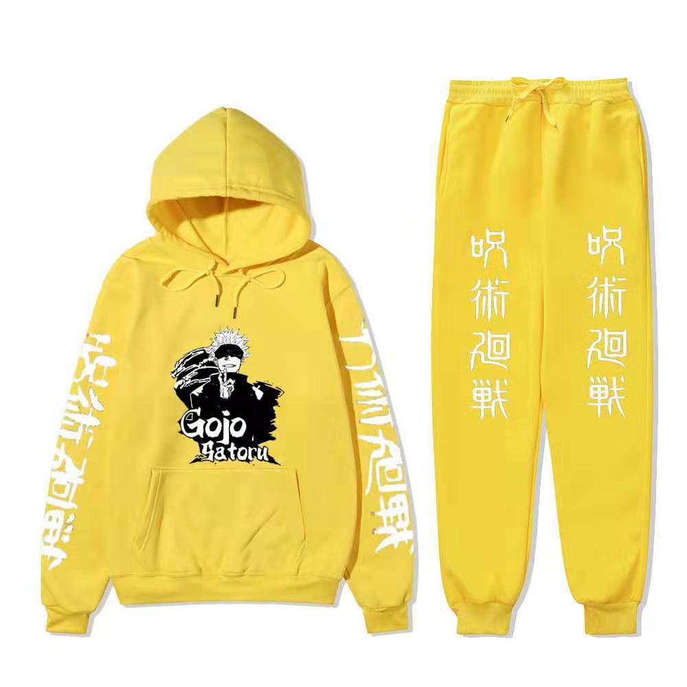 Unisex Gojo Printed Casual Hoodie Sports Pants Set