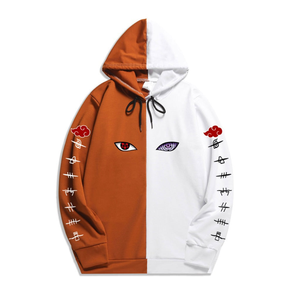 Unisxe Anime Printed Loose Color Block Hoodie