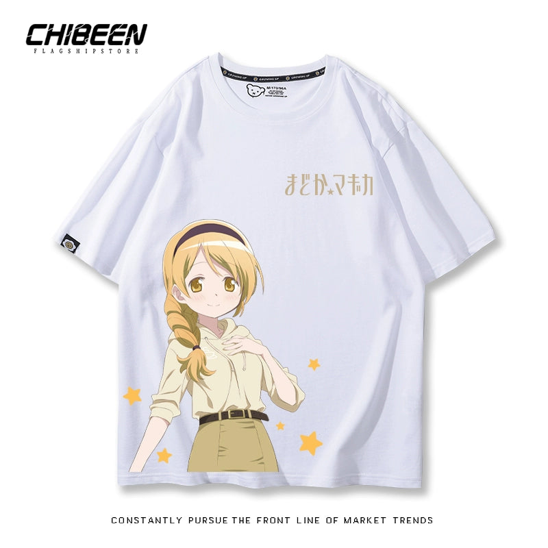 Versatile Anime Print Short-sleeved Top