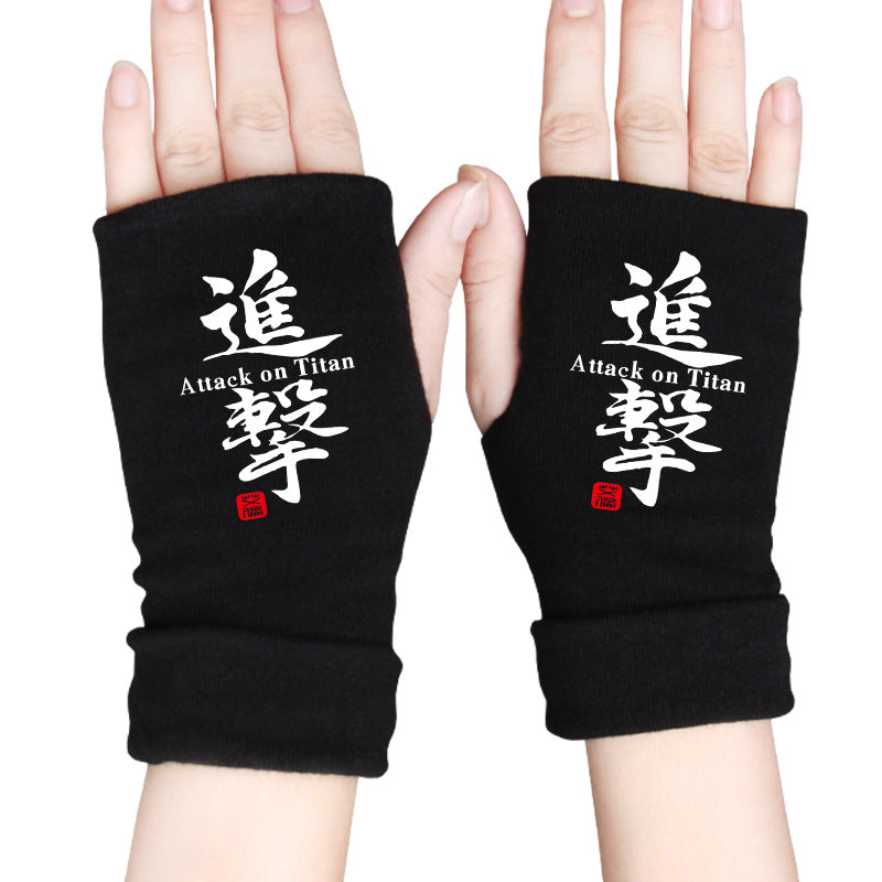 Trendy Anime Half Finger Gloves