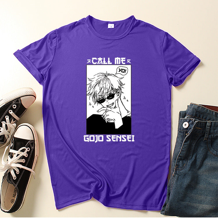 Creative Call Me Gojo Sensei Print Loose T-shirt