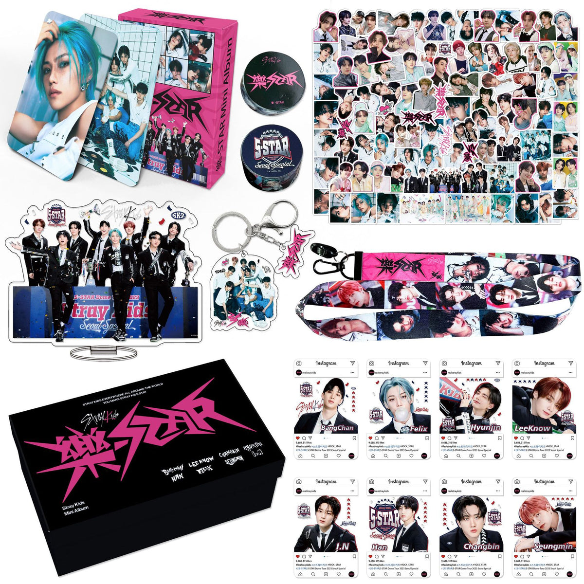 KPOP Album -STAR Stickers Keychain Gift Box