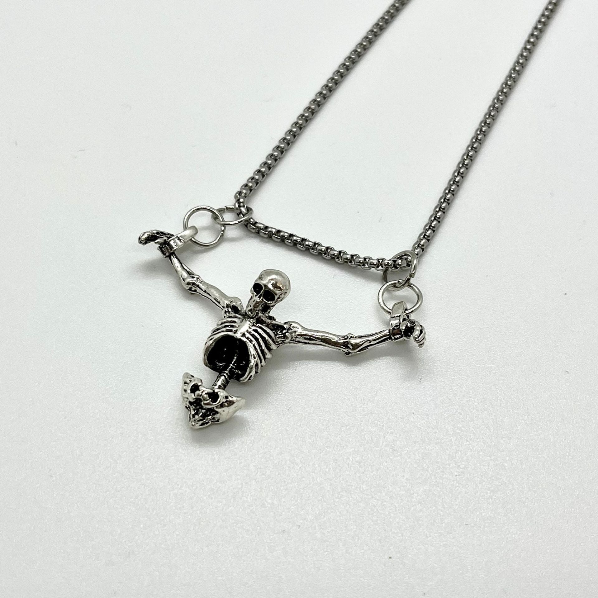 Retro Skull Bone Pendant Necklace