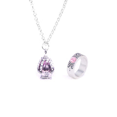 Anime Gem Pendant Necklace Ring Set