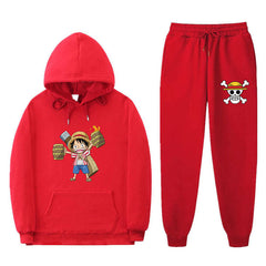 Casual Sports Luffy Graphic Hoodie Pants Tracksuit