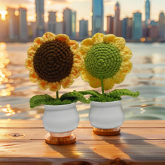 Smiley Sunflower Crochet Ornament