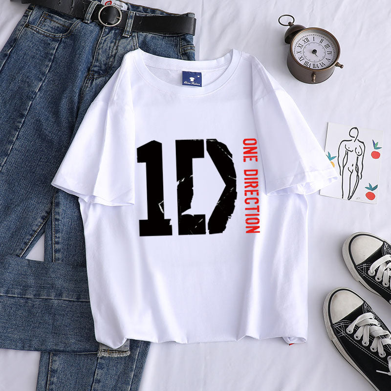 Casual 1D Short-sleeved Cotton T-shirt