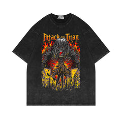 Vintage Washed Anime Short-sleeved T-shirt