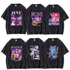 K-POP RUMI Printed Cotton Washed T-shirt