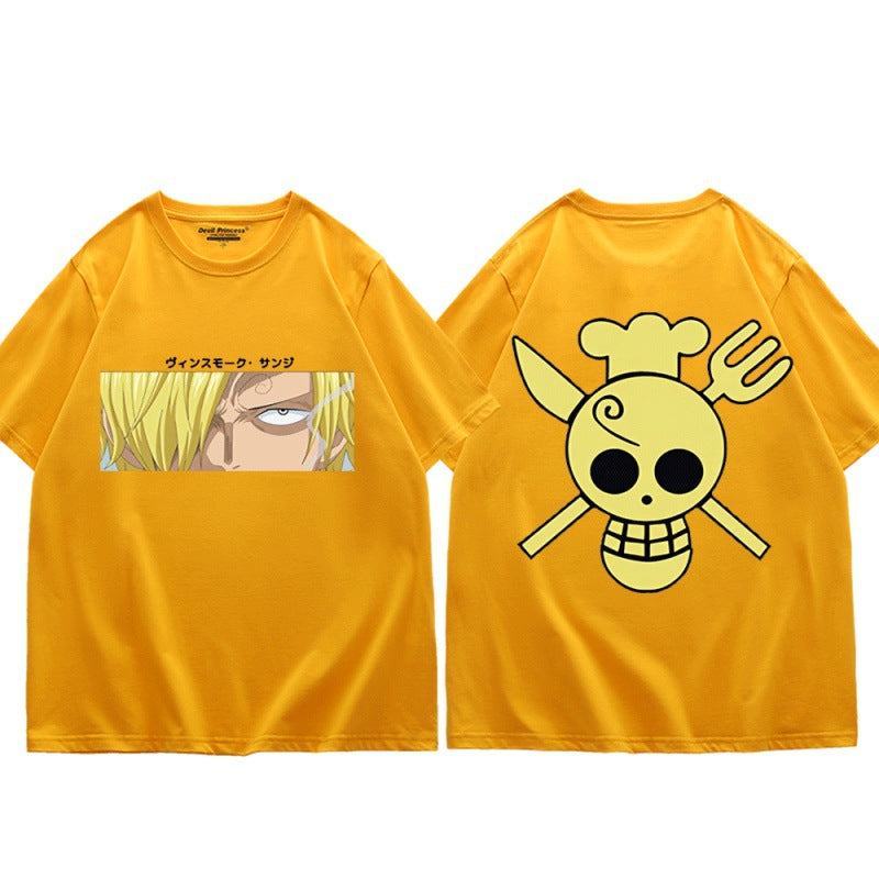 Unisex Anime Sanji Print Loose T-Shirt