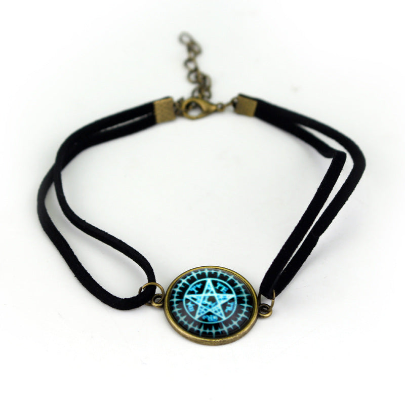 Five-pointed Star Gemstone Leather Bracelet