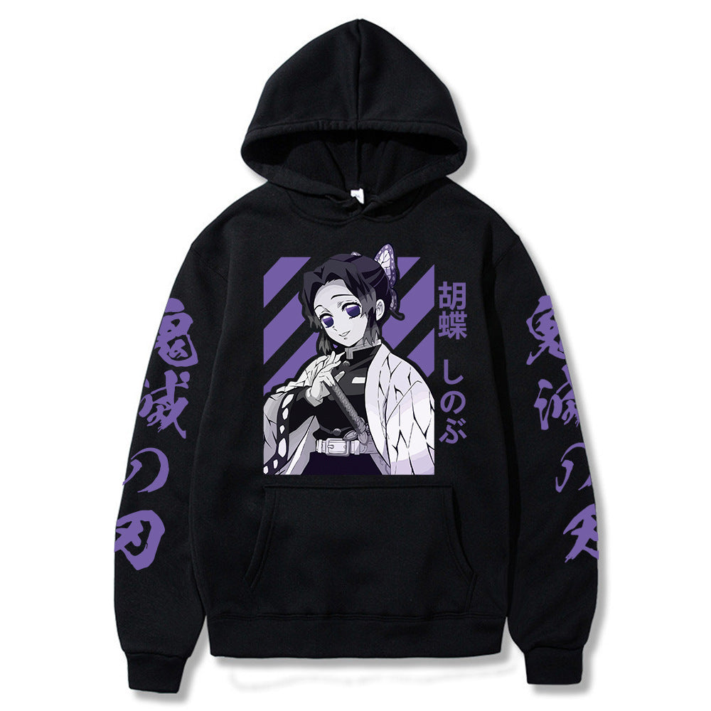 Unisex Anime Printed Pullover Loose Hoodie