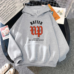 Kpop Batter Up Logo Printed Pullover Hoodie